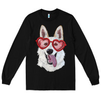Black white shepherd with love glasses Long Sleeve Tee - RanaPortraitStore