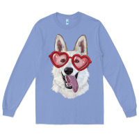Colony Blue white shepherd with love glasses Long Sleeve Tee - RanaPortraitStore