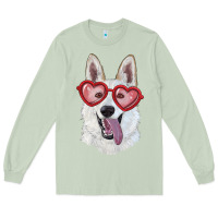 Matcha white shepherd with love glasses Long Sleeve Tee - RanaPortraitStore