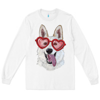 White white shepherd with love glasses Long Sleeve Tee - RanaPortraitStore