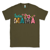 Army Green twin mama with flowers Classic Tee - texasbilliewilder