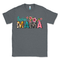 Charcoal Heather twin mama with flowers Classic Tee - texasbilliewilder