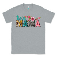 Heather Grey twin mama with flowers Classic Tee - texasbilliewilder