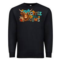 Black coffee then cows longhaired cow Premium Sweatshirt - Jasminsmagicworld