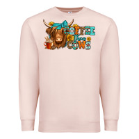 Pale Pink coffee then cows longhaired cow Premium Sweatshirt - Jasminsmagicworld