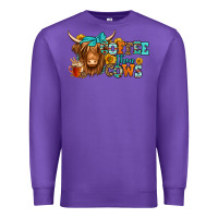 Purple coffee then cows longhaired cow Premium Sweatshirt - Jasminsmagicworld