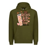 Army Green valentine jesus fills my cup Premium Hoodie - MaliasSmallBusiness