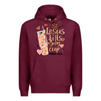 Burgundy valentine jesus fills my cup Premium Hoodie - MaliasSmallBusiness
