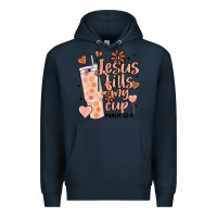 Navy valentine jesus fills my cup Premium Hoodie - MaliasSmallBusiness