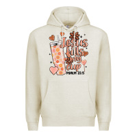 Oatmeal Heather valentine jesus fills my cup Premium Hoodie - MaliasSmallBusiness