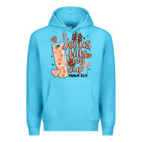 Ocean Blue valentine jesus fills my cup Premium Hoodie - MaliasSmallBusiness