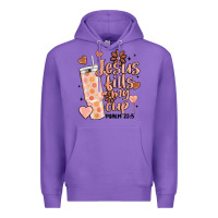 Purple valentine jesus fills my cup Premium Hoodie - MaliasSmallBusiness
