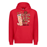 Red valentine jesus fills my cup Premium Hoodie - MaliasSmallBusiness