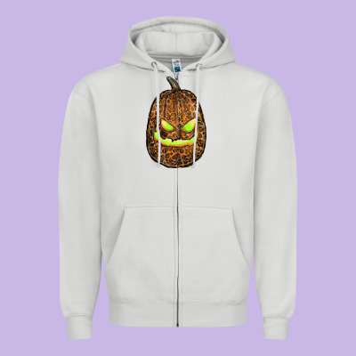 Watercolor Leopard Pumpkin Zipper Hoodie Designed By Ranaportraitstore