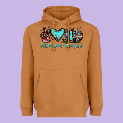 Peace Love Camping Heavyweight Hoodie Designed By Jahusdesignshop