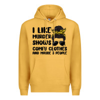 Mustard i like murder shows comfy clothes and maybe 3 peop Premium Hoodie - MaliasSmallBusiness