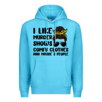 Ocean Blue i like murder shows comfy clothes and maybe 3 peop Premium Hoodie - MaliasSmallBusiness