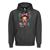 Charcoal Heather afro messy bun nurse life Zipper Hoodie - texasbilliewilder