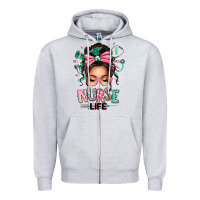Heather Grey afro messy bun nurse life Zipper Hoodie - texasbilliewilder