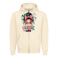 Sandshell afro messy bun nurse life Zipper Hoodie - texasbilliewilder