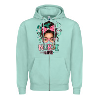 Seafoam afro messy bun nurse life Zipper Hoodie - texasbilliewilder