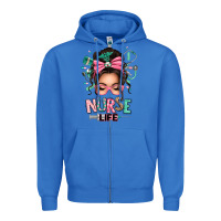 True Royal afro messy bun nurse life Zipper Hoodie - texasbilliewilder