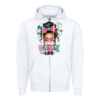 White afro messy bun nurse life Zipper Hoodie - texasbilliewilder