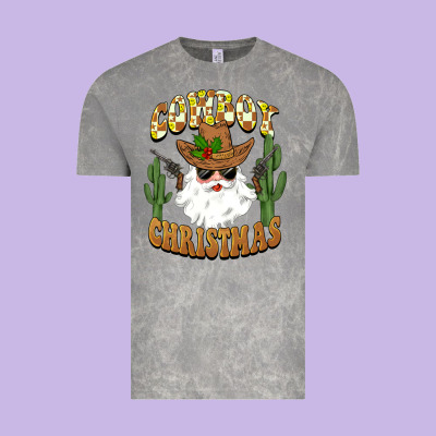 Cowboy Christmas Santa Vintage Tee Designed By Barkaloodesign
