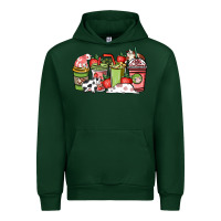 Forest Green cow and strawberry coffee cups Urban Hoodie - NancyCooperArtShop