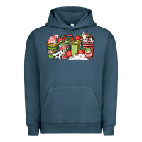 Pigment Midnight Navy cow and strawberry coffee cups Urban Hoodie - NancyCooperArtShop