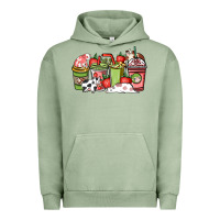 Pigment Oil Green cow and strawberry coffee cups Urban Hoodie - NancyCooperArtShop