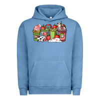 Pigment Pebble Blue cow and strawberry coffee cups Urban Hoodie - NancyCooperArtShop