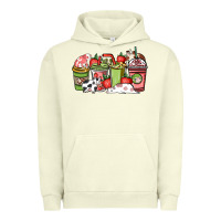 Pigment Pistachio cow and strawberry coffee cups Urban Hoodie - NancyCooperArtShop