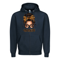 Navy caucasian leopard messy bun mom life Zipper Hoodie - texasbilliewilder