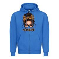 True Royal caucasian leopard messy bun mom life Zipper Hoodie - texasbilliewilder