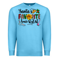 Ocean Blue santa's favorite  hair stylist Premium Sweatshirt - AdoDesignShop