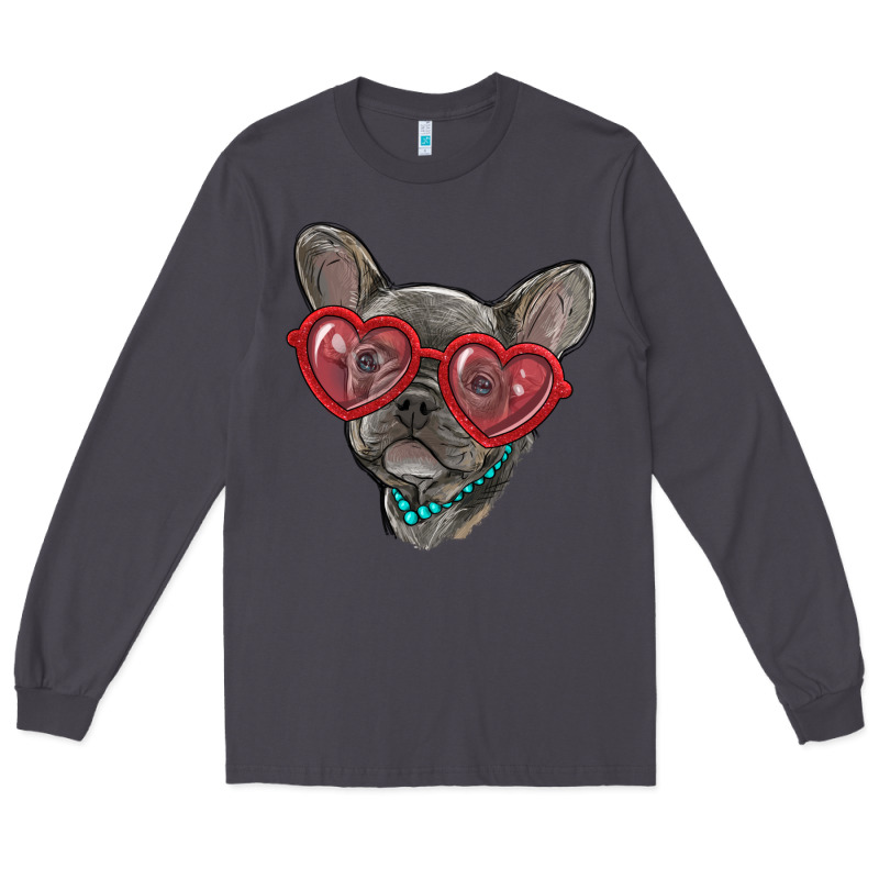 French Bulldog With Love Glasses Long Sleeve Tee by RanaPortraitStore | Teevron