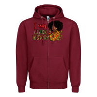 Burgundy I am black history Zipper Hoodie - Zillion Design Studio