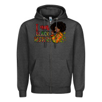 Charcoal Heather I am black history Zipper Hoodie - Zillion Design Studio