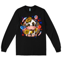 Black cute cow fourth of july Long Sleeve Tee - texasbilliewilder
