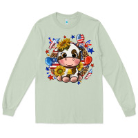 Matcha cute cow fourth of july Long Sleeve Tee - texasbilliewilder
