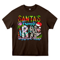 Chocolate Brown Santa's Favorite RN Registered Nurse Heavy Core Tee - CowhideDigitalArt
