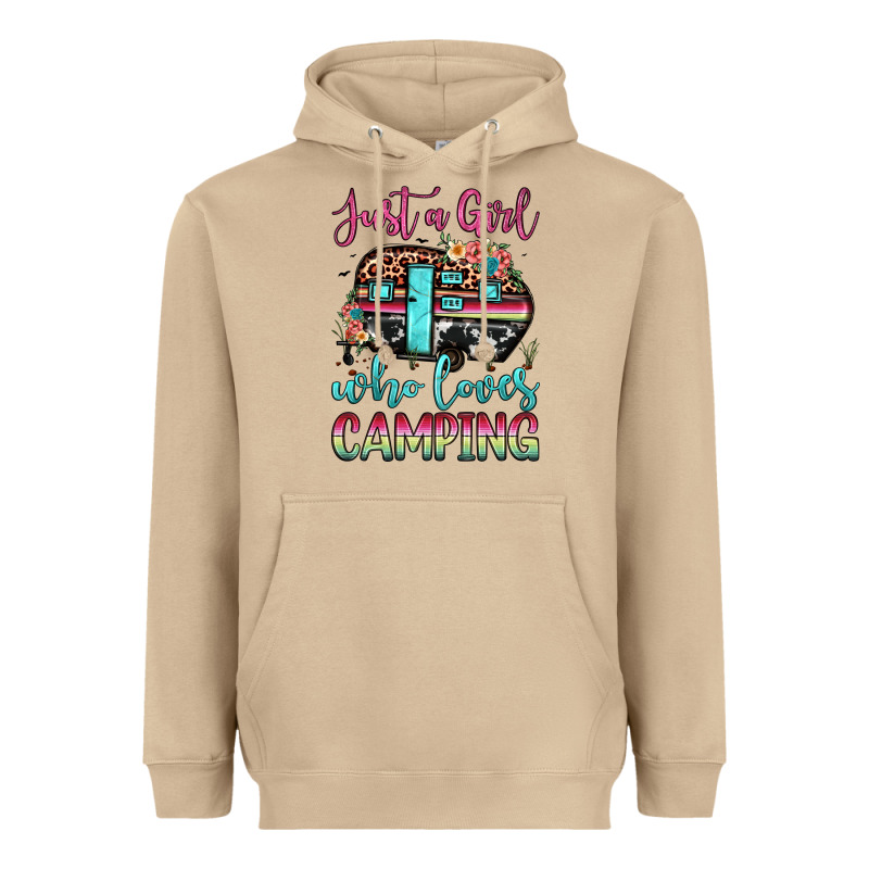 Just A Girl Who Loves Camping Heavyweight Hoodie by JahusDesignShop | Teevron