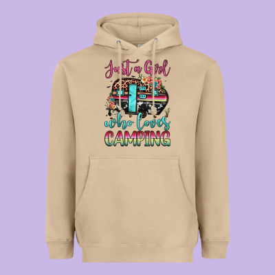 Just A Girl Who Loves Camping Heavyweight Hoodie Designed By Jahusdesignshop