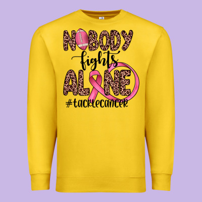 Nobody Fights Alone #tacklecancer Premium Sweatshirt Designed By Jahusdesignshop