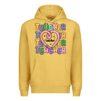 Antique Gold teacher and pencil heart Premium Hoodie - MaliasSmallBusiness