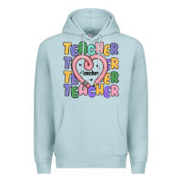 Blue Mist teacher and pencil heart Premium Hoodie - MaliasSmallBusiness