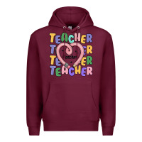 Burgundy teacher and pencil heart Premium Hoodie - MaliasSmallBusiness