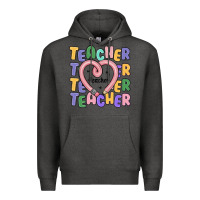 Charcoal Heather teacher and pencil heart Premium Hoodie - MaliasSmallBusiness