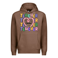 Chestnut teacher and pencil heart Premium Hoodie - MaliasSmallBusiness